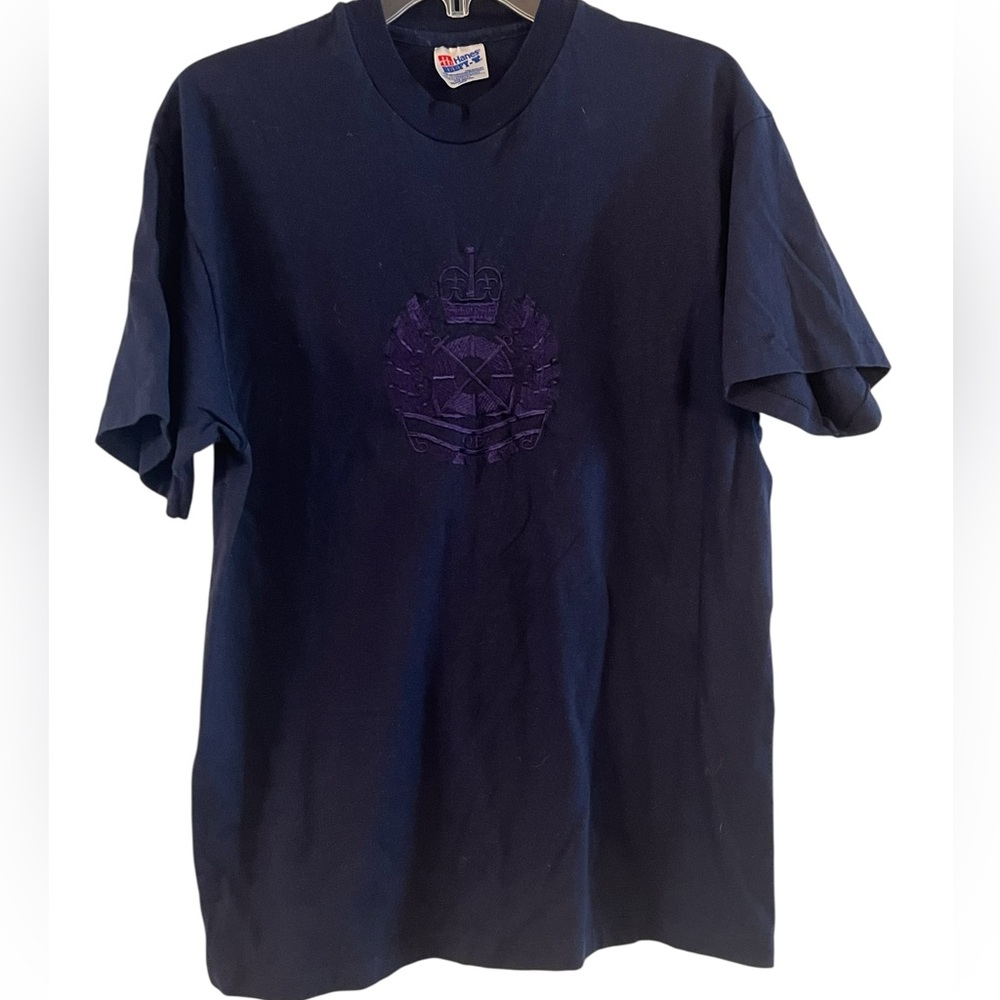 Vintage Queen Elizabeth II Commemorative  T-Shirt Hanes Beefy T 100% Cotton Navy